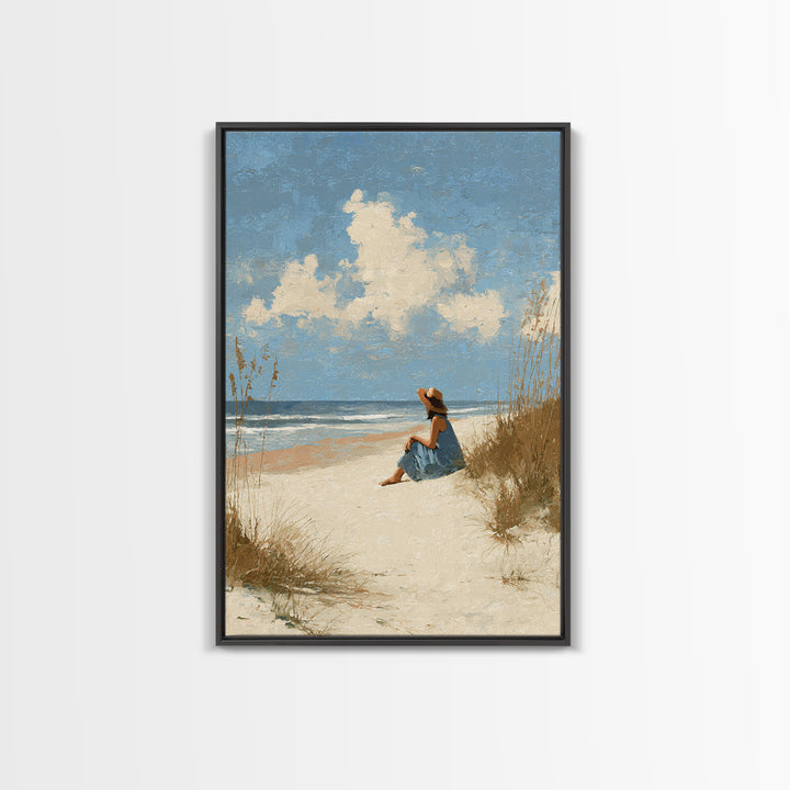 Coastal Beach Figures Canvas Print, Impressionist Art, Gallery Wall Art, Living Room Decor, Oil Painting, Impression, IMP-2x3-99