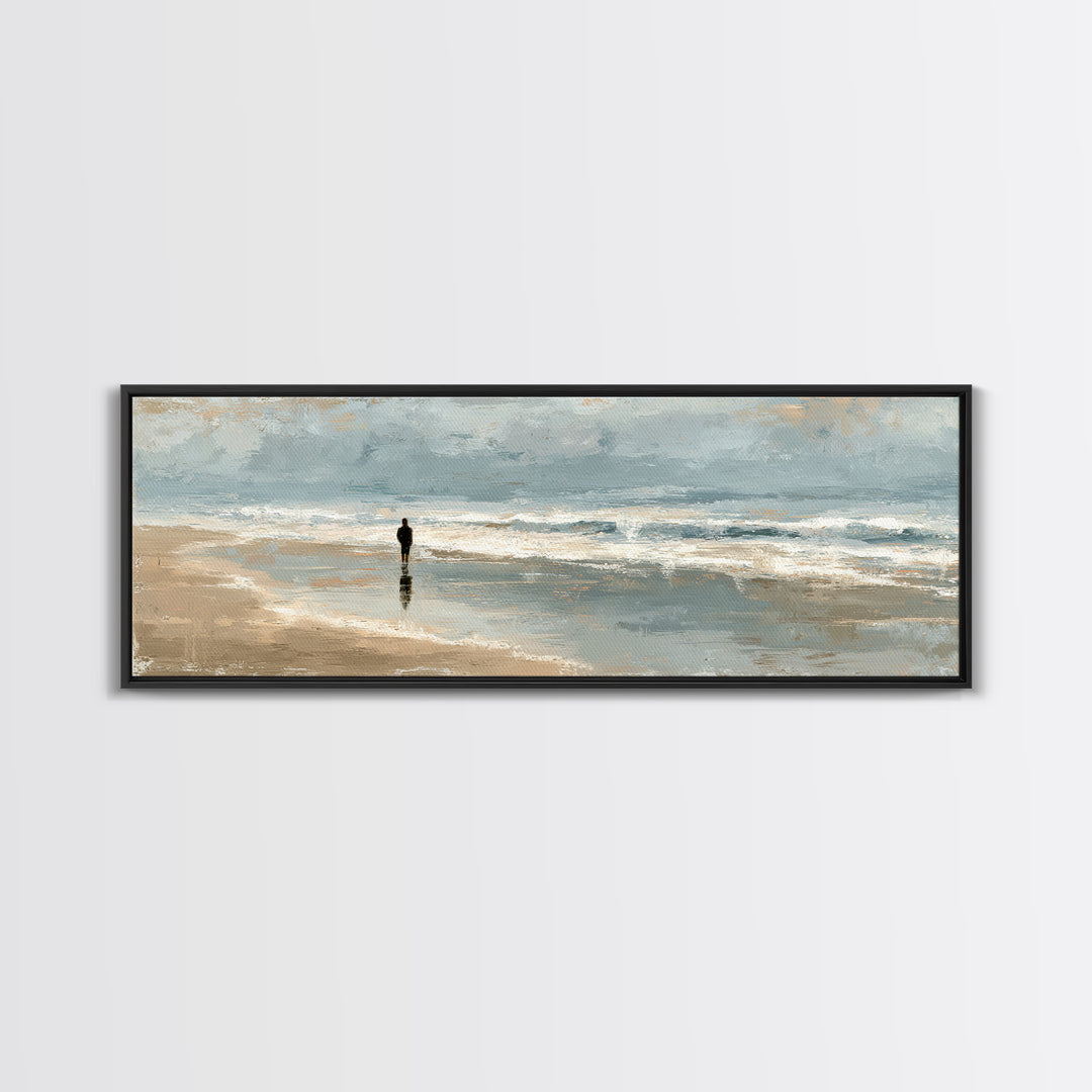 Coastal Beach Figures Canvas Print, Impressionist Art, Floral Print, Living Room Decor, Fine Art, Impression, Contemporary Art, IMP-3x1-11