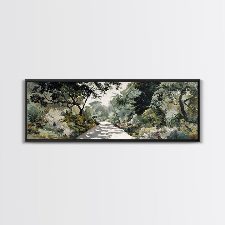 Garden Path Covered Framed Canvas Print, Impressionist Art, Living Room Decor, Watercolor Art, Impression, Landscape Art, IMP-3x1-18