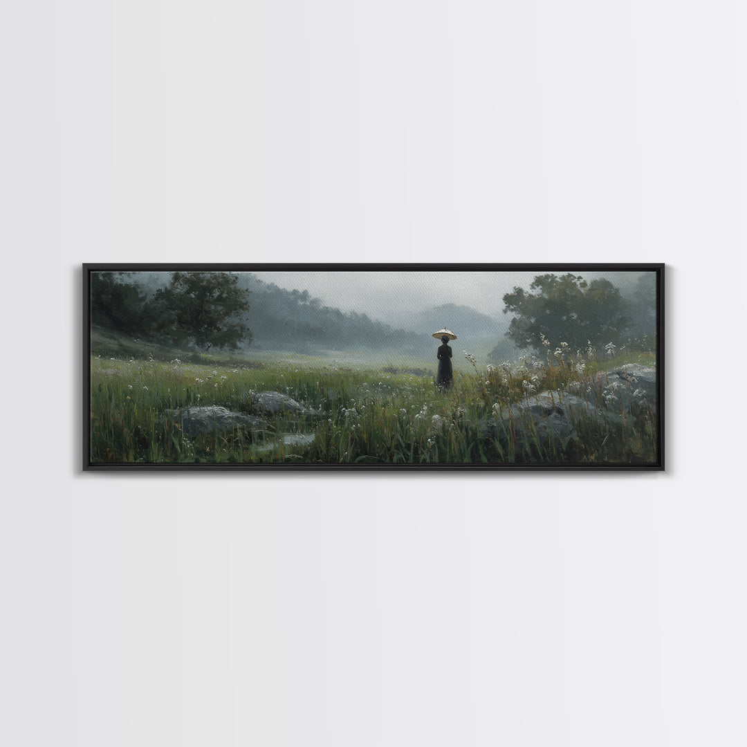 Woman with Parasol in Breezy Meadow Canvas Print, Impressionist Art, Luxury Decor, Living Room Decor, Fine Art, Impression, IMP-3x1-19
