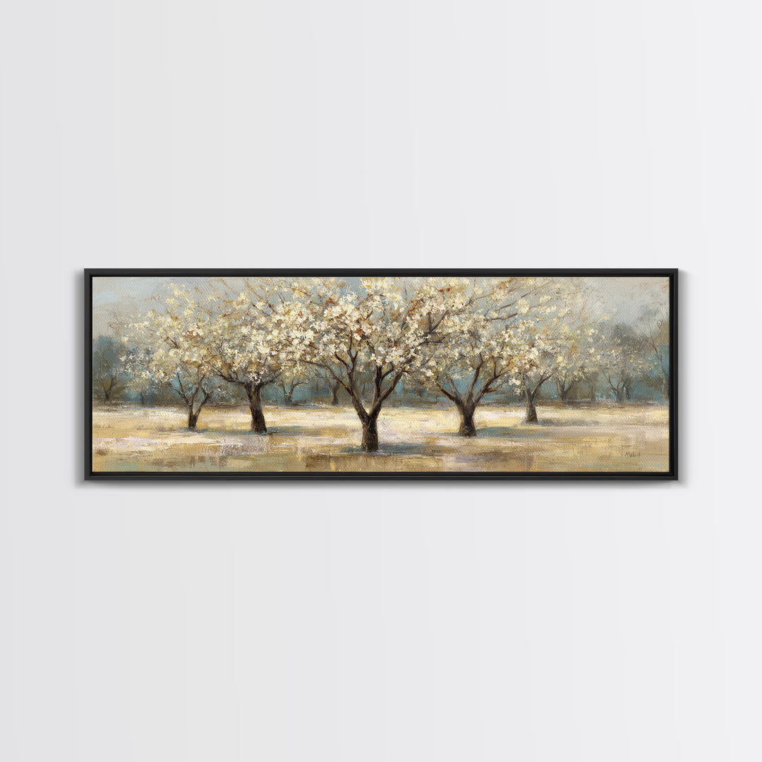 Spring Orchard with Blossoming Trees Canvas Print, Impressionist Art, Living Room Decor, Abstract Art, Impression, IMP-3x1-22