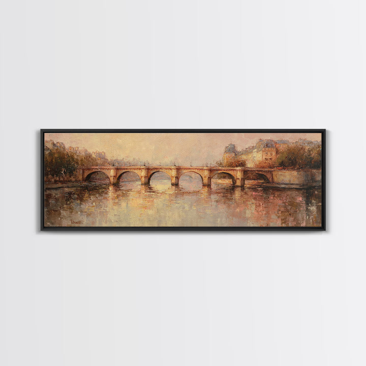 Paris Bridge Reflected Framed Canvas Print, Impressionist Art, Room Decor, Living Room Decor, Fine Art, Impression, IMP-3x1-23