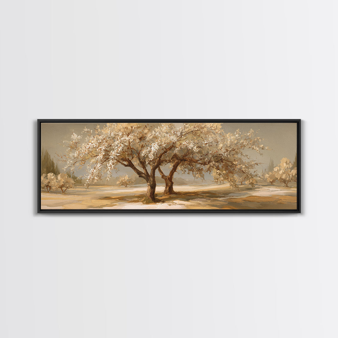 Apple Tree in Summer Orchard Framed Canvas Print, Impressionist Art, Flower Print, Living Room Decor, Fine Art, Impression, IMP-3x1-57