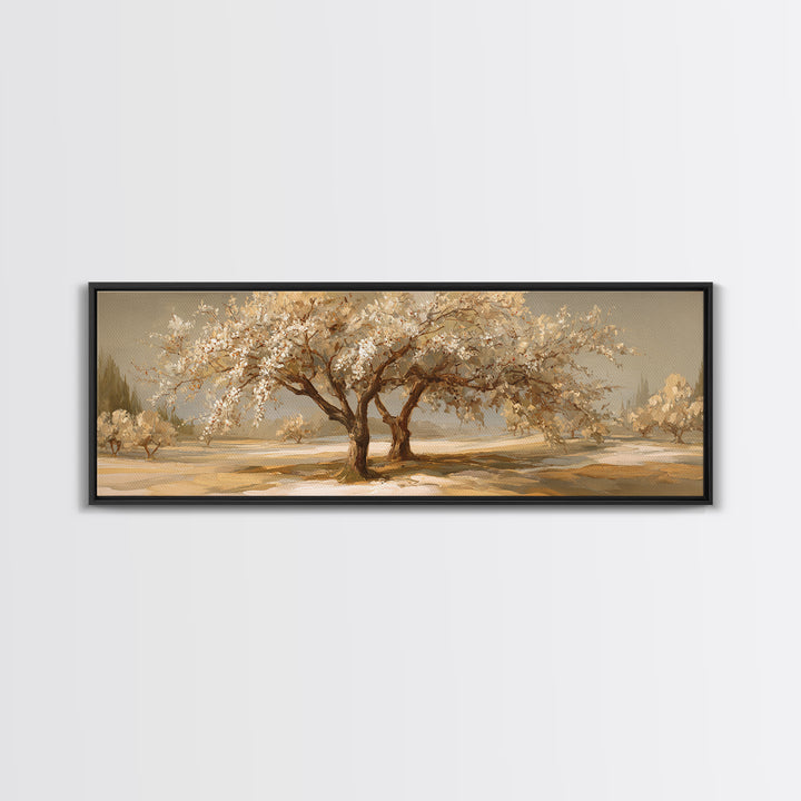 Apple Tree in Summer Orchard Framed Canvas Print, Impressionist Art, Flower Print, Living Room Decor, Fine Art, Impression, IMP-3x1-57