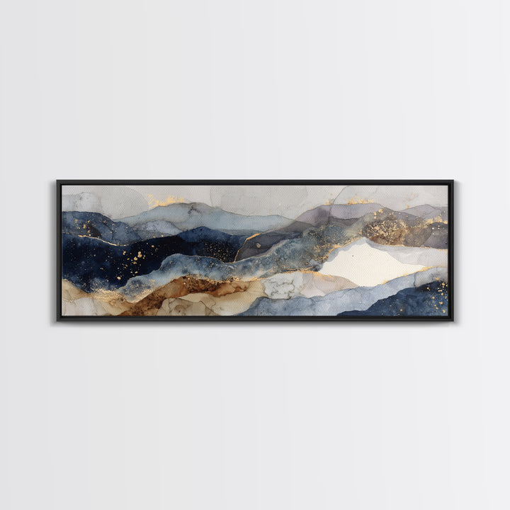 Haystacks Glowing at Golden Hour Framed Canvas Print, Impressionist Art, Living Room Decor, Watercolor Art, Impression, IMP-3x1-68