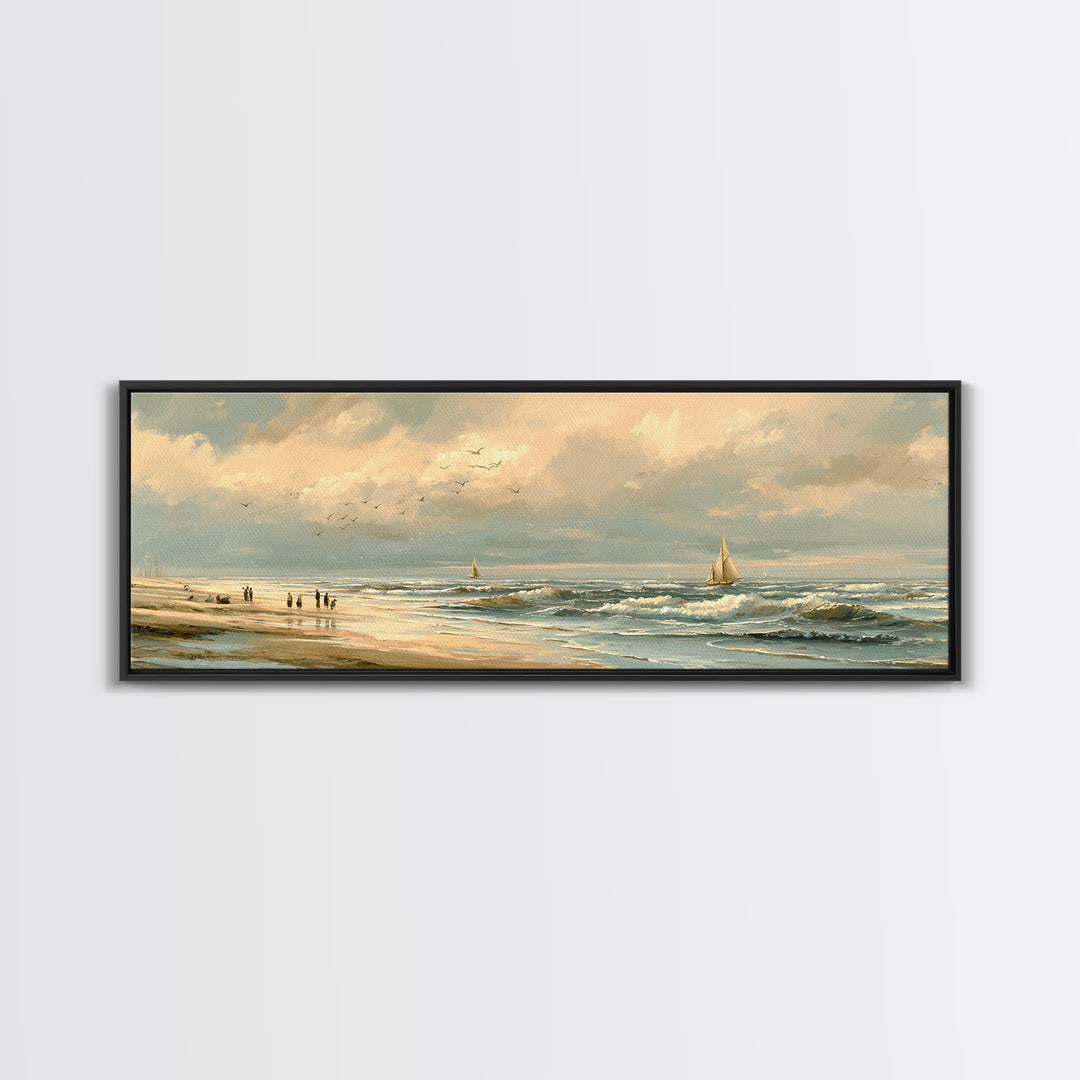 Coastal Beach Figures Canvas Print, Impressionist Art, Bedroom Decor, Living Room Decor, Oil Painting, Impression, Modern Art, IMP-3x1-83