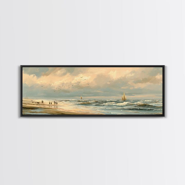 Coastal Beach Figures Canvas Print, Impressionist Art, Bedroom Decor, Living Room Decor, Oil Painting, Impression, Modern Art, IMP-3x1-83