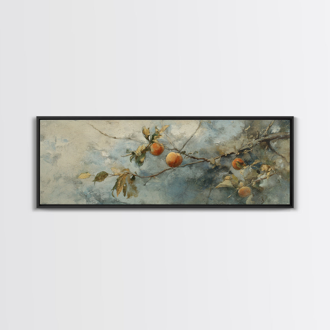 Still Life of Peaches Framed Canvas Print, Impressionist Art, Textured Wall Art, Living Room Decor, Fine Art, Impression, IMP-3x1-87