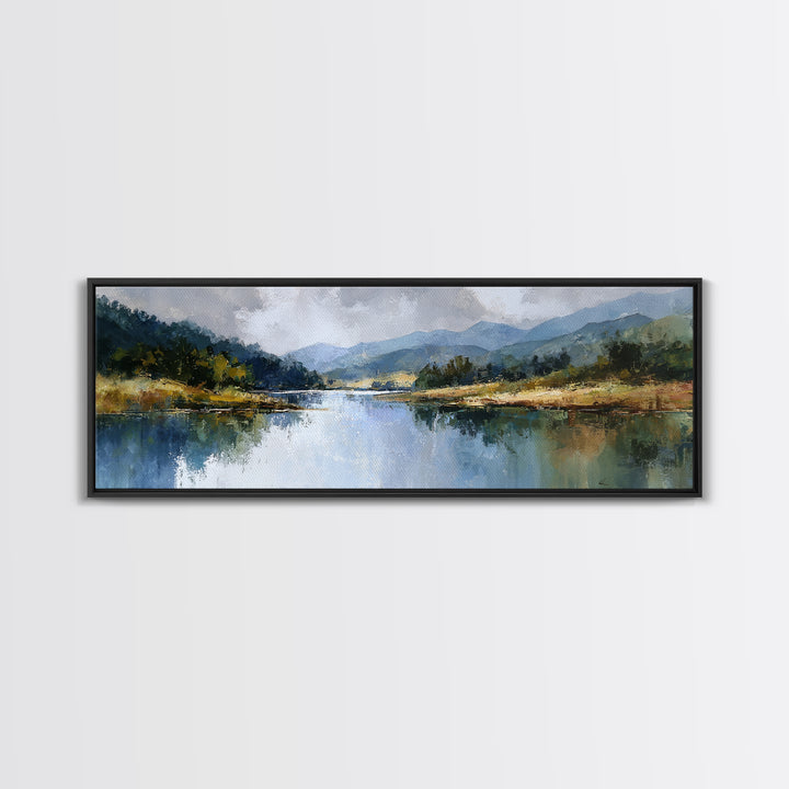 Mountain Lake with Sparkling Reflections Canvas Print, Impressionist Art, Wall Art, Living Room Decor, Fine Art, Impression, IMP-3x1-88