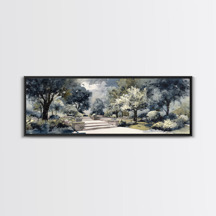 Garden Path Covered Framed Canvas Print, Impressionist Art, Landscape Wall Art, Living Room Decor, Fine Art, Impression, IMP-3x1-90