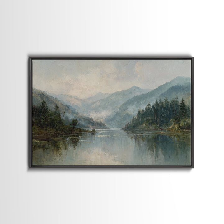 Mountain Lake with Sparkling Reflections Canvas Print, Impressionist Art, Abstract Painting, Living Room Decor, Impression, IMP-3x2-28