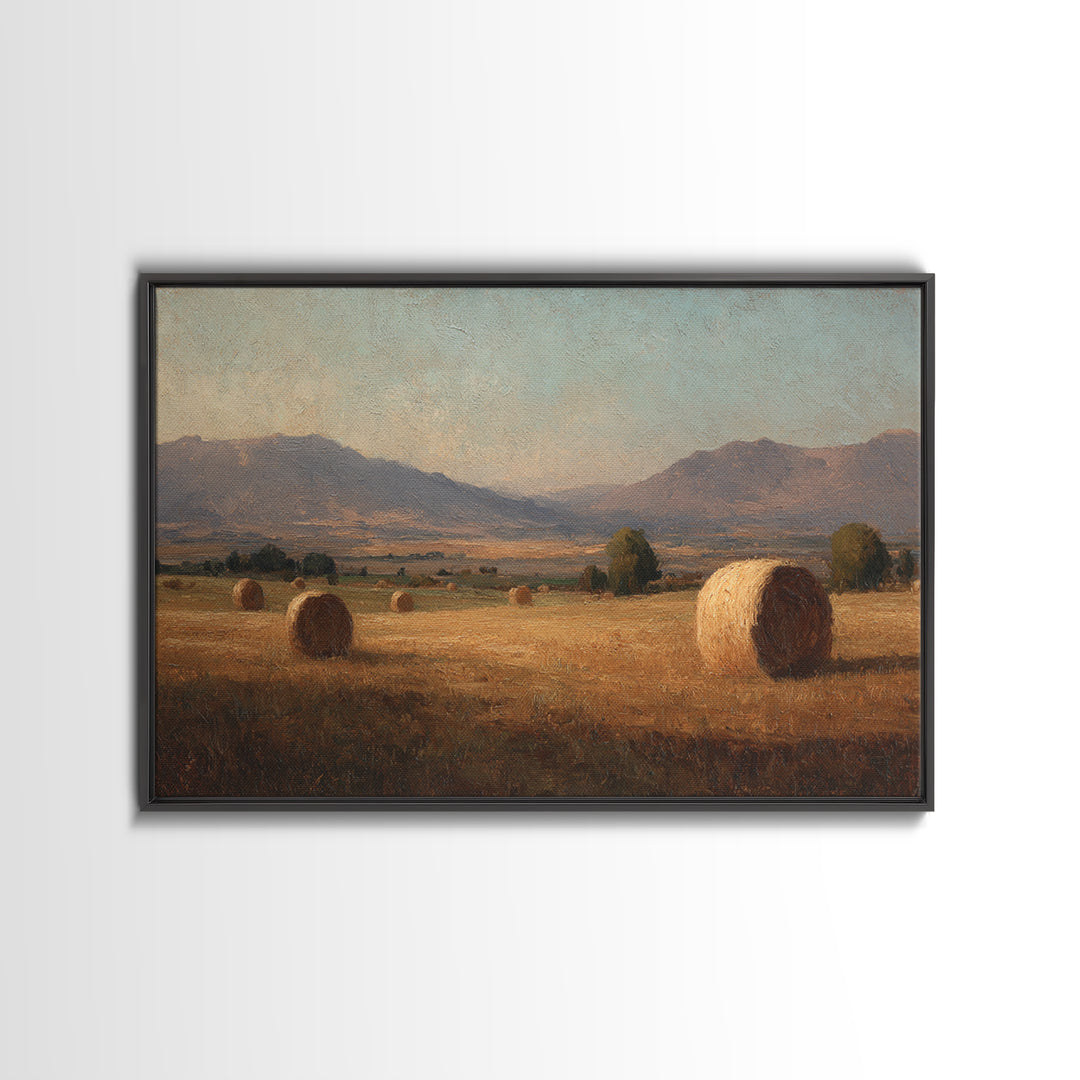 Haystacks Glowing at Golden Hour Canvas Print, Impressionist Art, Colorful Wall Art, Living Room Decor, Fine Art, Impression, IMP-3x2-32