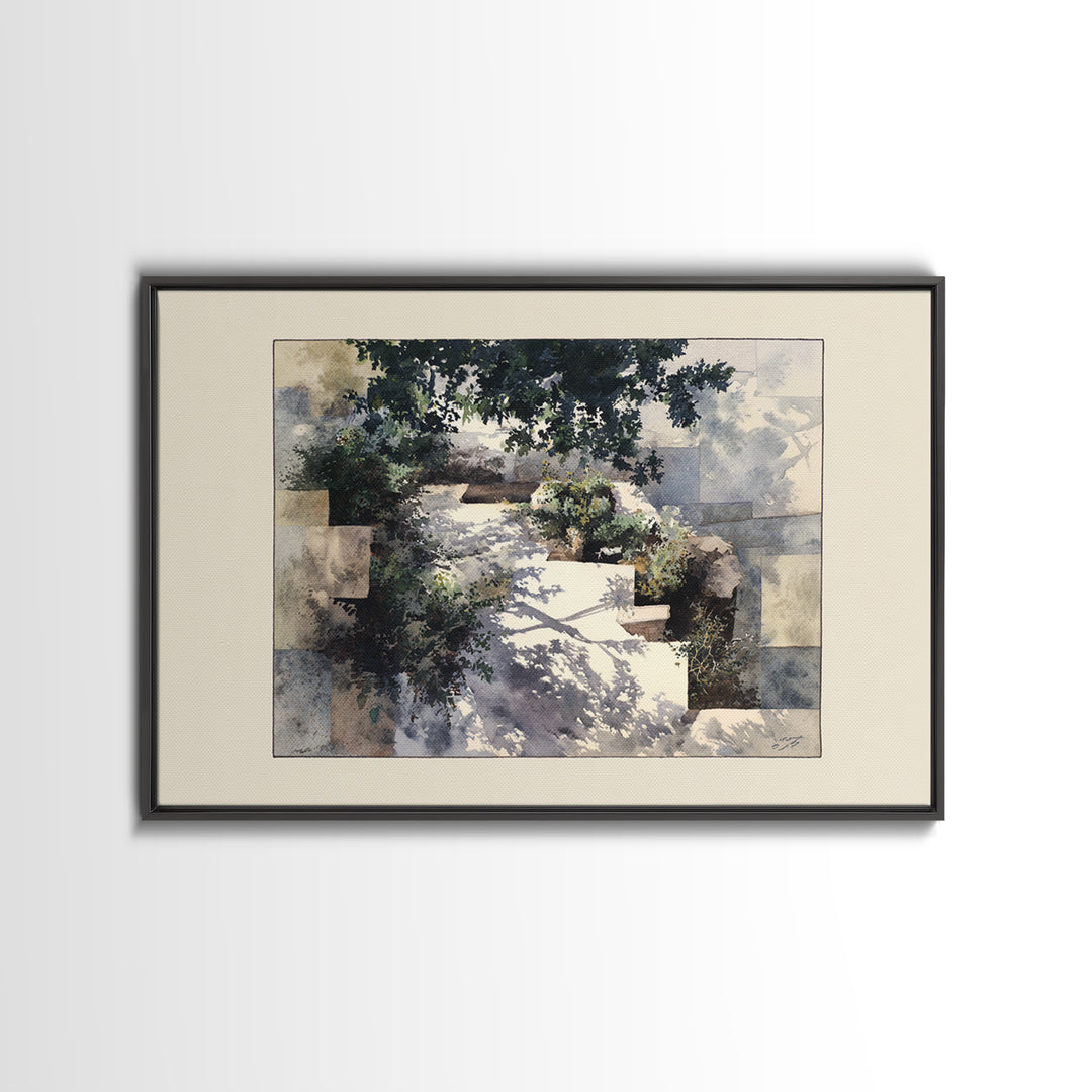Garden Path Covered Framed Canvas Print, Impressionist Art, Modern Wall Art, Living Room Decor, Fine Art, Impression, IMP-3x2-6