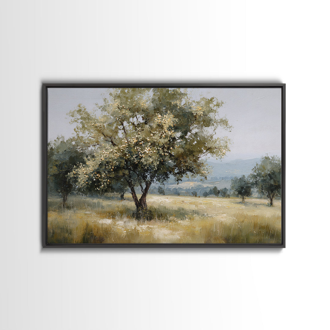 Apple Tree in Summer Orchard Framed Canvas Print, Impressionist Art, Gallery Decor, Living Room Decor, Fine Art, Impression, IMP-3x2-69