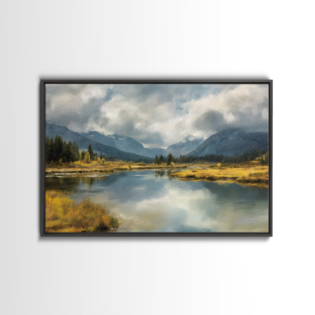Mountain Lake with Sparkling Reflections Canvas Print, Impressionist Art, Luxury Decor, Living Room Decor, Fine Art, Impression, IMP-3x2-76