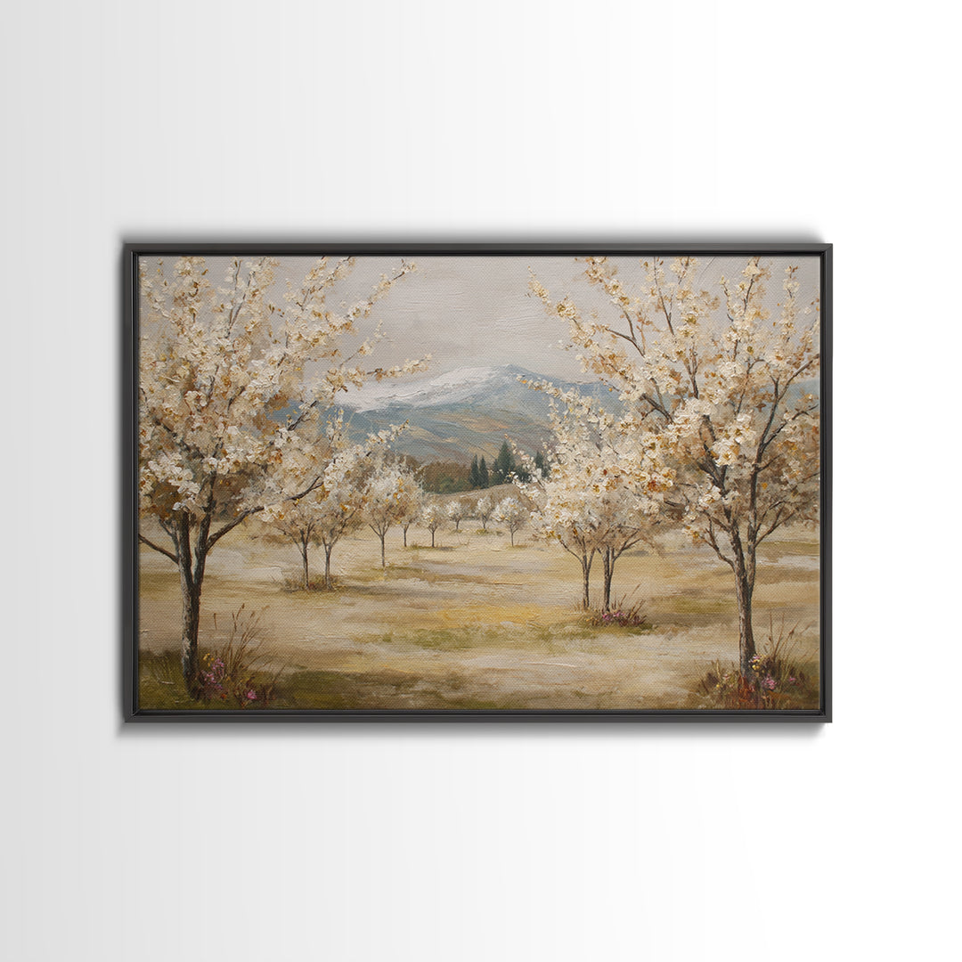 Spring Orchard with Blossoming Trees Canvas Print, Impressionist Art, Living Room Art, Living Room Decor, Impression, IMP-3x2-82