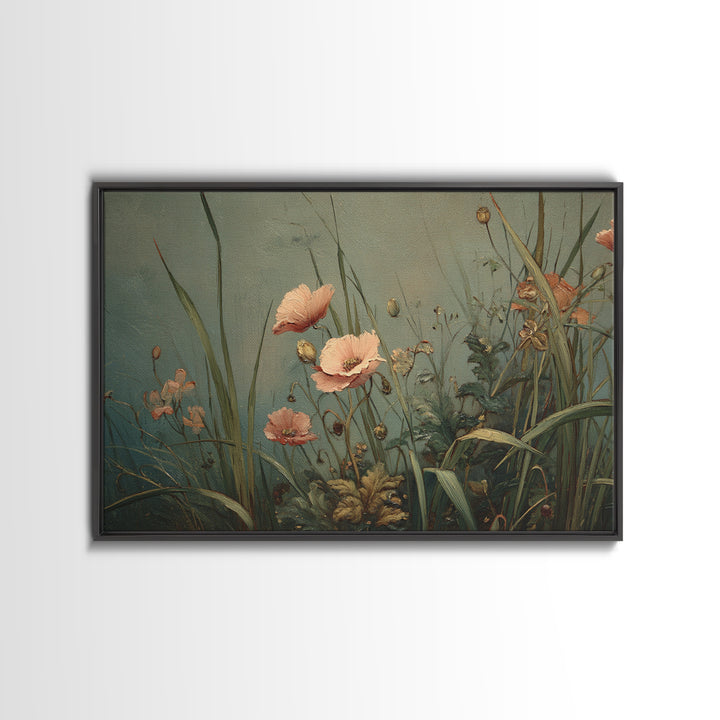 Poppies Blowing Through Green Grass Canvas Print, Impressionist Art, Painting, Living Room Decor, Fine Art, Impression, IMP-3x2-88