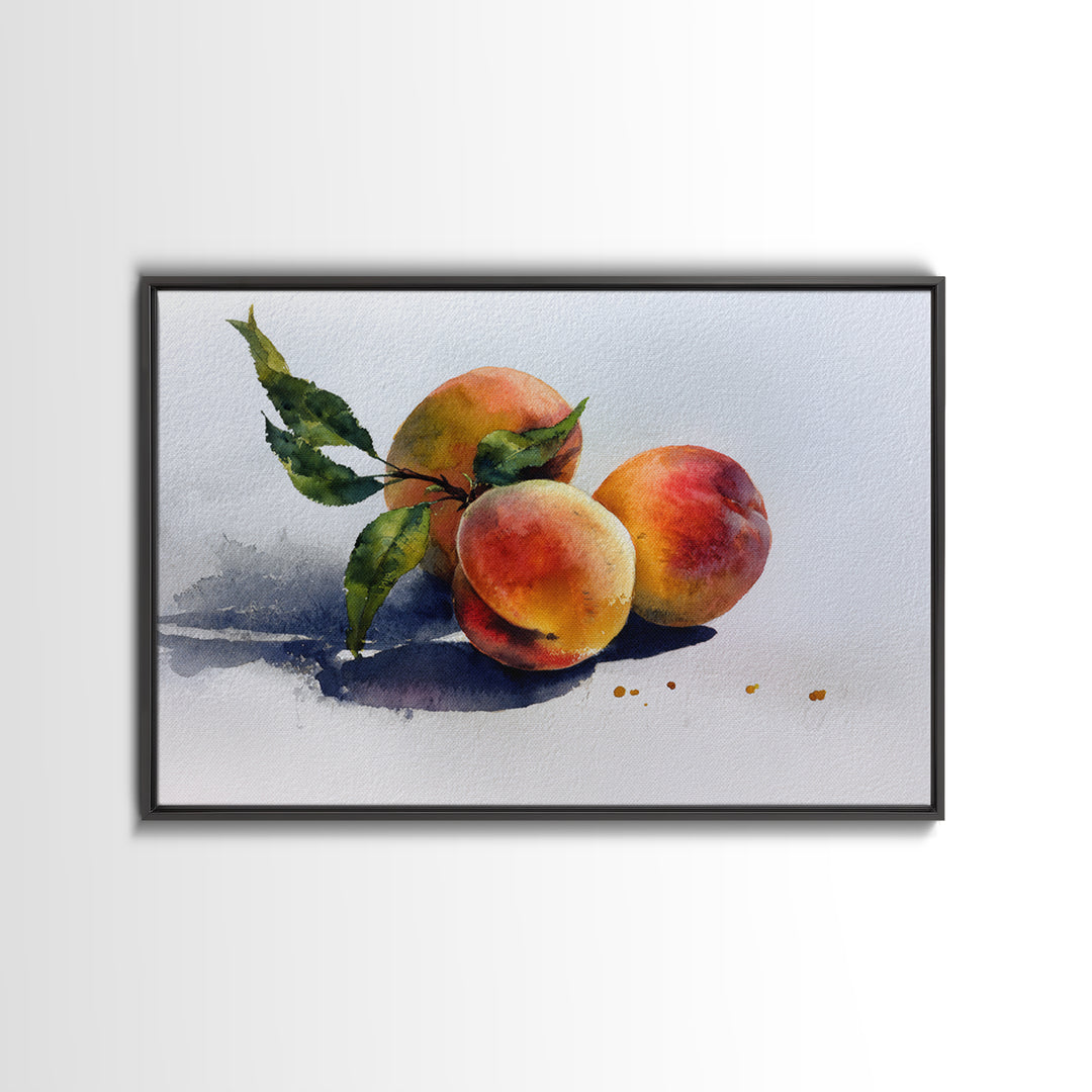 Still Life of Peaches Framed Canvas Print, Impressionist Art, Textured Wall Art, Living Room Decor, Fine Art, Impression, IMP-3x2-99