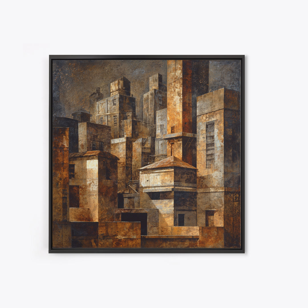 Industrial City Skyline Canvas Print, Industrial Art, Printables, Living Room Decor, Abstract Art, Foundry, Industrial Decor, IND-1x1-36