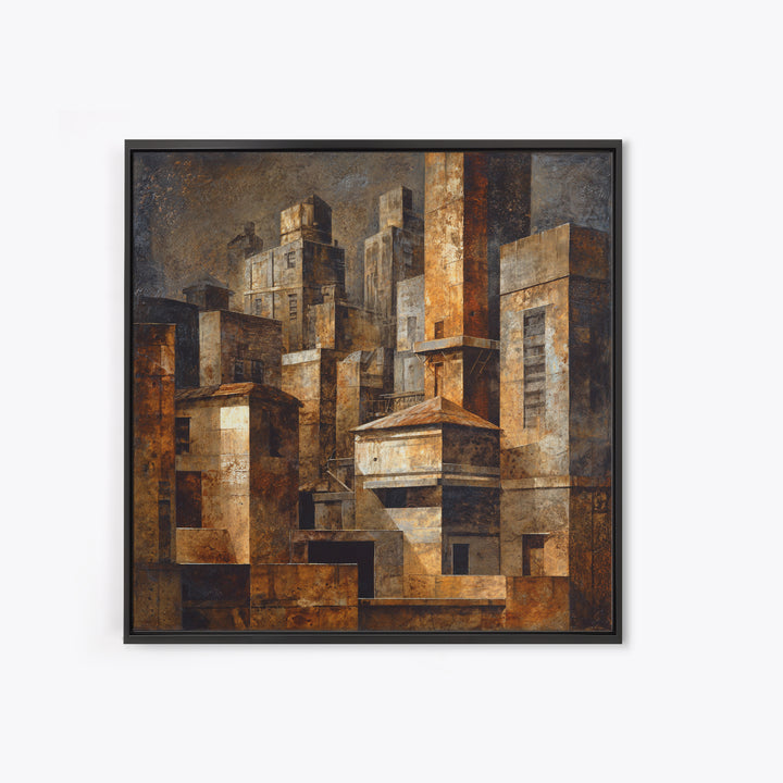 Industrial City Skyline Canvas Print, Industrial Art, Printables, Living Room Decor, Abstract Art, Foundry, Industrial Decor, IND-1x1-36