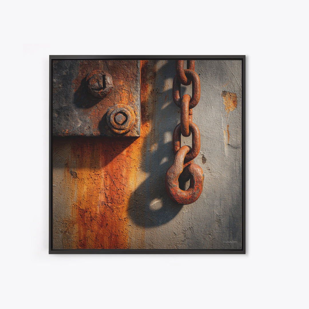 Chain and Hook Still Life Framed Canvas Print, Industrial Art, Room Decor, Living Room Decor, Fine Art, Foundry, Printables, IND-1x1-40