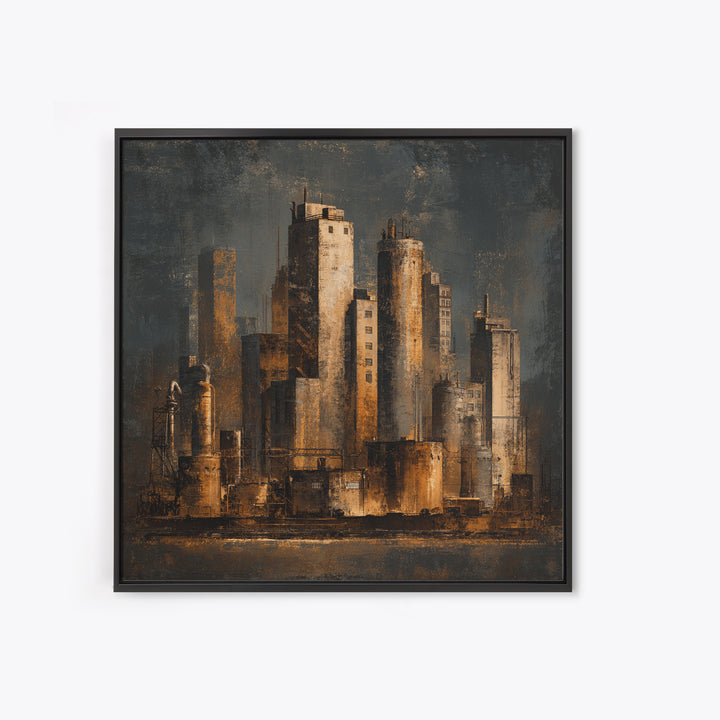 Industrial City Skyline Canvas Print, Industrial Art, Modern Art, Living Room Decor, Abstract Art, Foundry, Modern Decor, IND-1x1-60