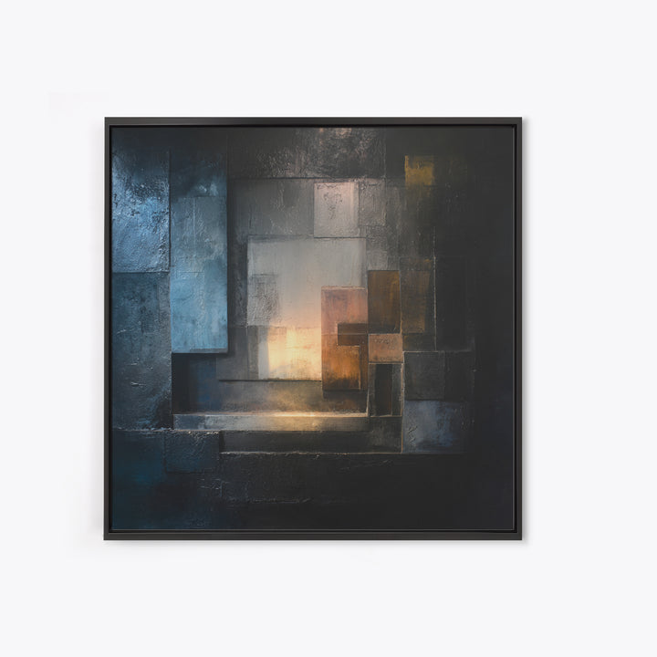 Abstract Smoke and Steel Shapes Framed Canvas Print, Industrial Art, Contemporary Art, Living Room Decor, Fine Art, Foundry, IND-1x1-72