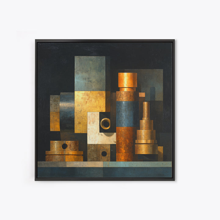 Brass Gauge and Machinery Still Life Canvas Print, Industrial Art, Decor, Living Room Decor, Foundry, Black and White Wall Art, IND-1x1-85