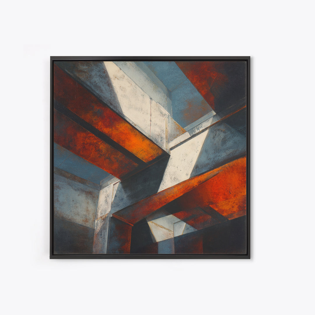Steel Beams Crossing Like Abstract Lines Canvas Print, Industrial Art, Digital Prints, Living Room Decor, Abstract Art, Foundry, IND-1x1-89