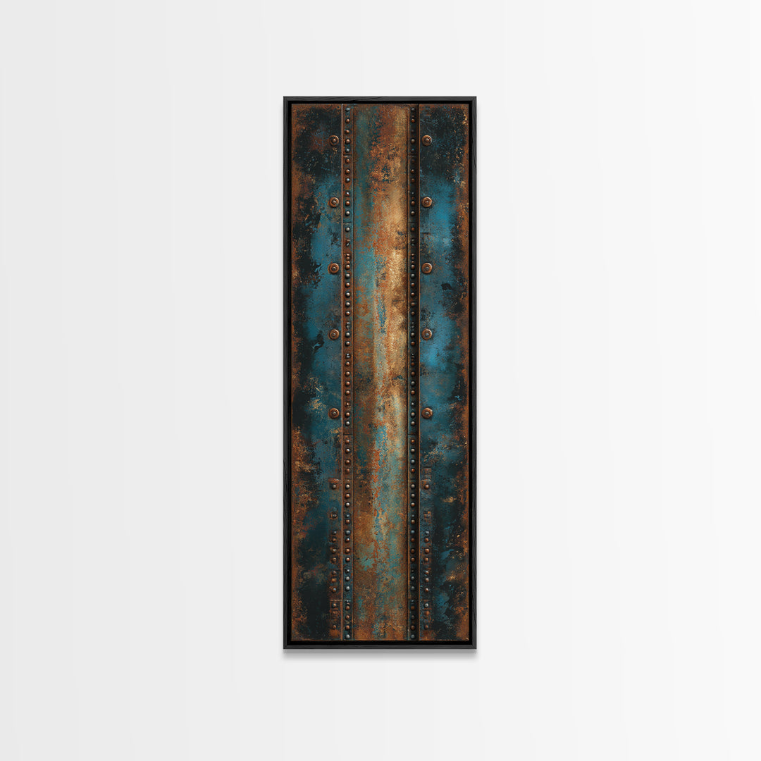 Riveted Metal Panel Texture Study Canvas Print, Industrial Art, Black and White Art, Living Room Decor, Fine Art, Foundry, IND-1x3-10