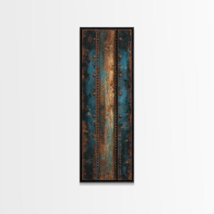Riveted Metal Panel Texture Study Canvas Print, Industrial Art, Black and White Art, Living Room Decor, Fine Art, Foundry, IND-1x3-10
