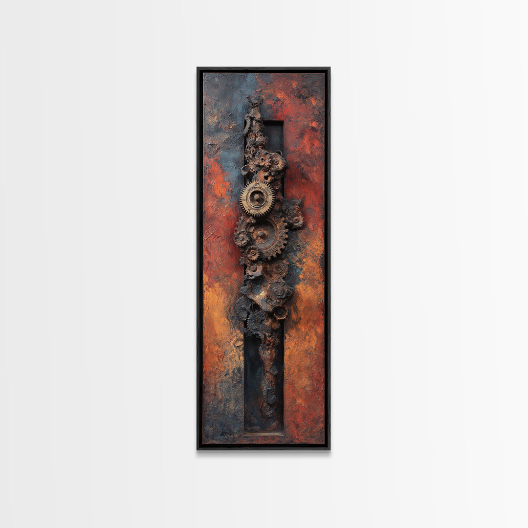 Rusted Gears Arranged as Sculptural Still Life Canvas Print, Industrial Art, Digital Prints, Living Room Decor, Foundry, IND-1x3-37