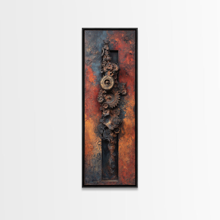 Rusted Gears Arranged as Sculptural Still Life Canvas Print, Industrial Art, Digital Prints, Living Room Decor, Foundry, IND-1x3-37