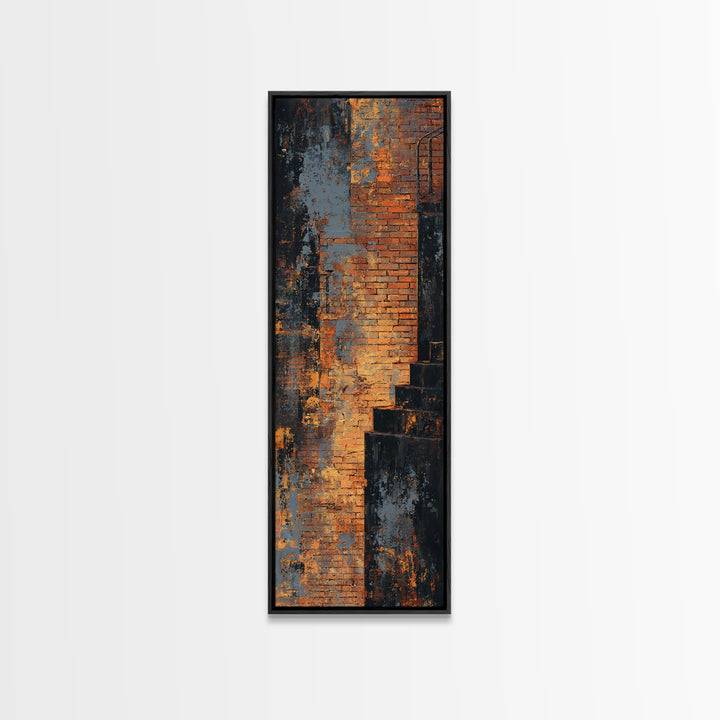 Exposed Brick Texture Abstract Framed Canvas Print, Industrial Art, Contemporary Art, Living Room Decor, Abstract Art, Foundry, IND-1x3-64