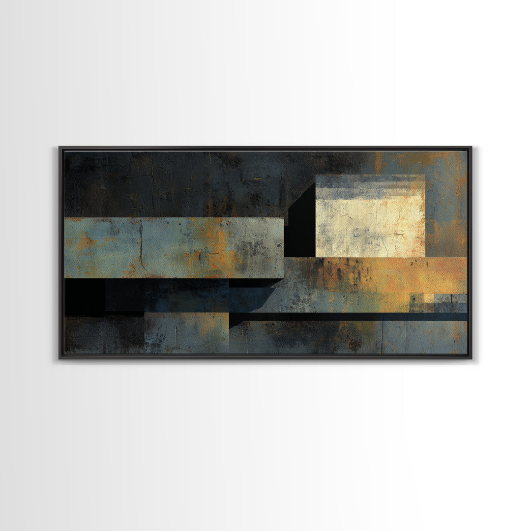Concrete Wall Abstract Framed Canvas Print, Industrial Art, Printable Art, Living Room Decor, Abstract Art, Foundry, IND-2x1-29