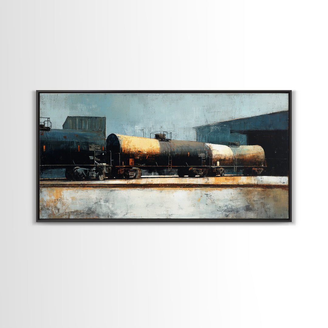 Urban Rail Yard Canvas Print, Industrial Art, Original Art, Living Room Decor, Foundry, Steampunk Decor, Bauhaus Poster, IND-2x1-41