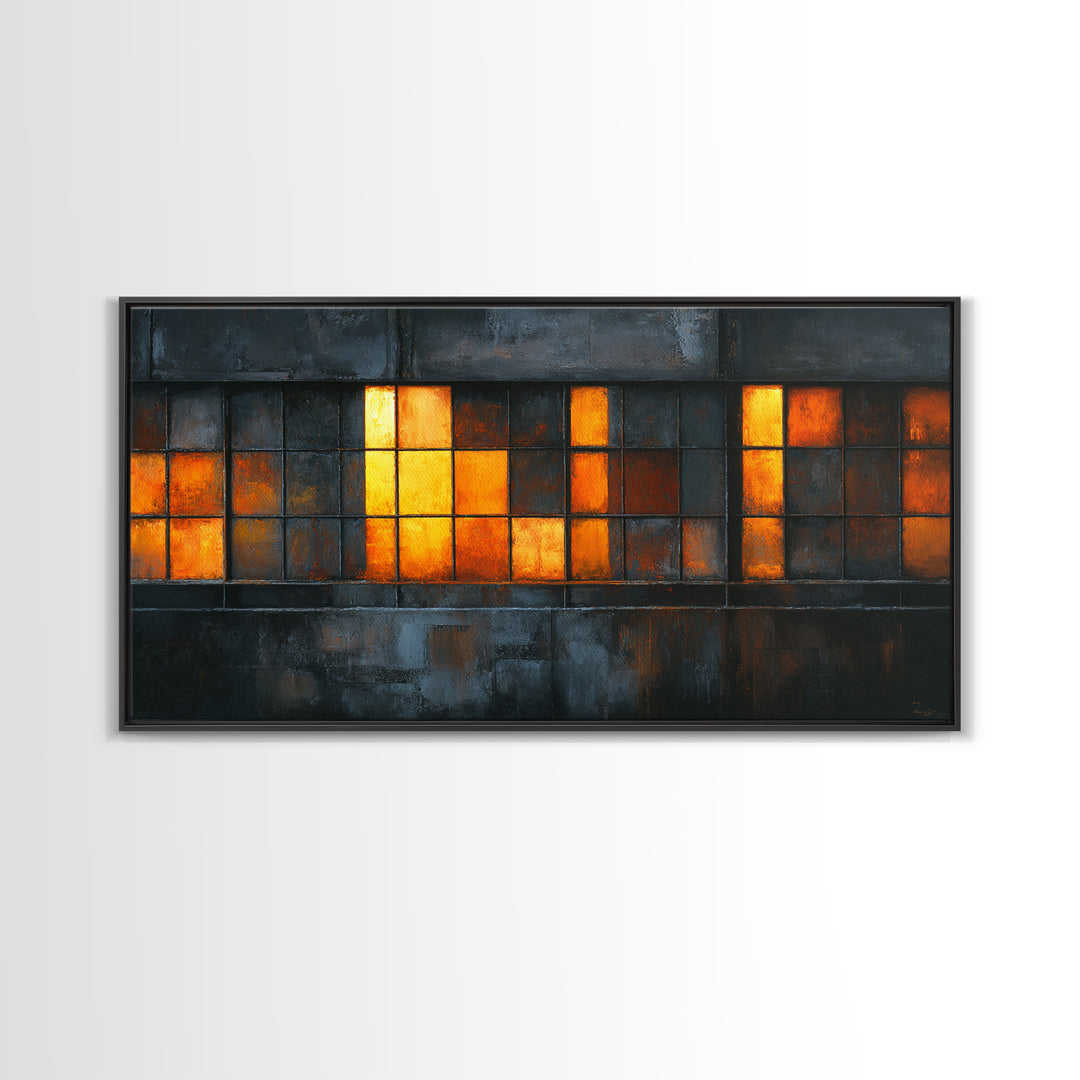 Old Factory Window Canvas Print, Industrial Art, Original Art, Living Room Decor, Fine Art, Foundry, Steampunk Decor, IND-2x1-94