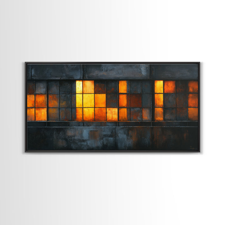 Old Factory Window Canvas Print, Industrial Art, Original Art, Living Room Decor, Fine Art, Foundry, Steampunk Decor, IND-2x1-94