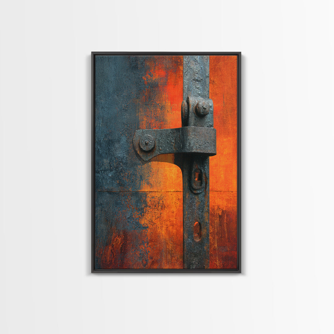Riveted Metal Panel Texture Study Framed Canvas Print, Industrial Art, Wall Decor, Living Room Decor, Fine Art, Foundry, IND-2x3-30