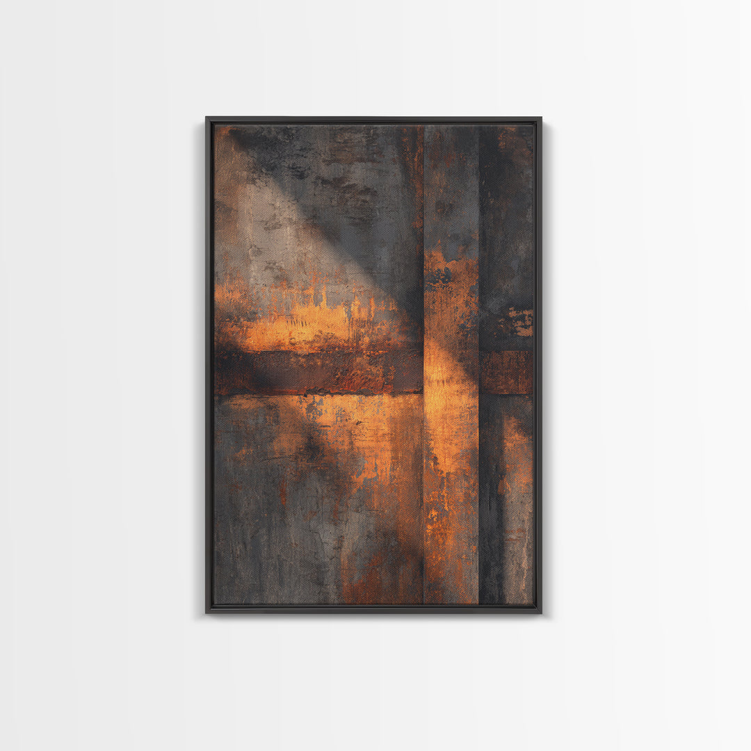 Exposed Brick Texture Abstract Framed Canvas Print, Industrial Art, Abstract Painting, Living Room Decor, Abstract Art, Foundry, IND-2x3-60