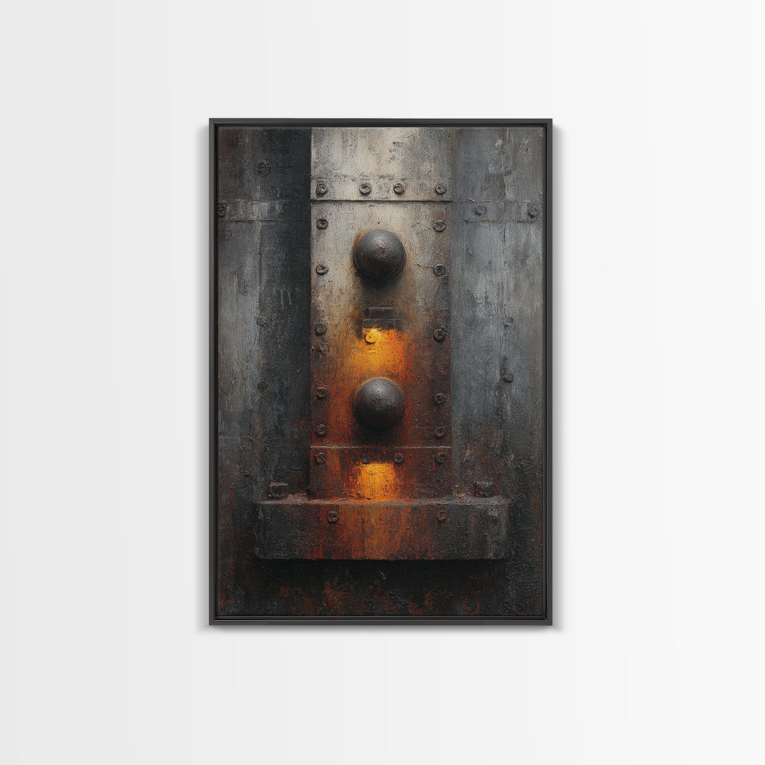 Riveted Metal Panel Texture Study Framed Canvas Print, Industrial Art, Printable Art, Living Room Decor, Fine Art, Foundry, IND-2x3-78