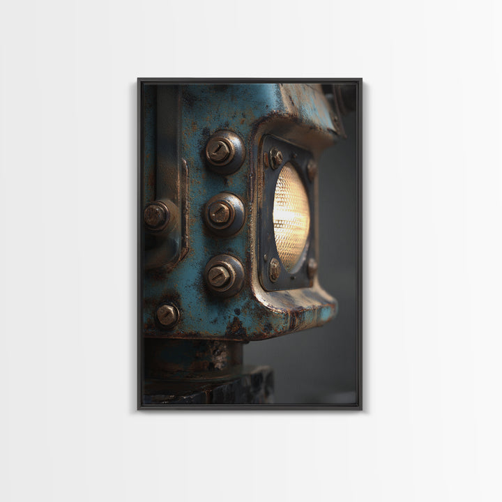 Industrial Lamp with Warm Glow Canvas Print, Industrial Art, Steampunk Decor, Living Room Decor, Foundry, Luxury Decor, IND-2x3-79
