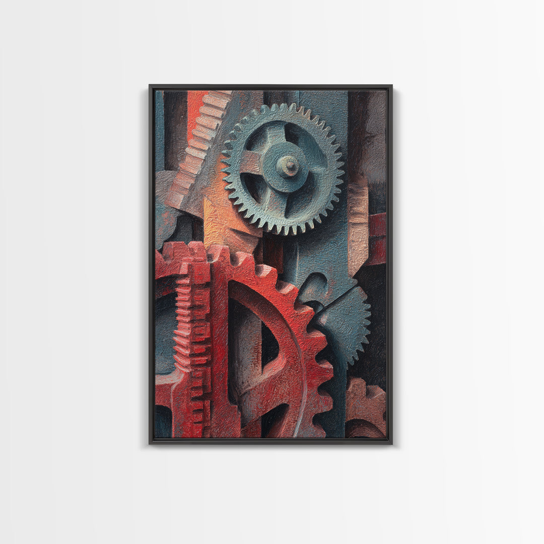 Rusted Gears Arranged as Sculptural Still Life Canvas Print, Industrial Art, Black and White Wall Art, Living Room Decor, IND-2x3-9