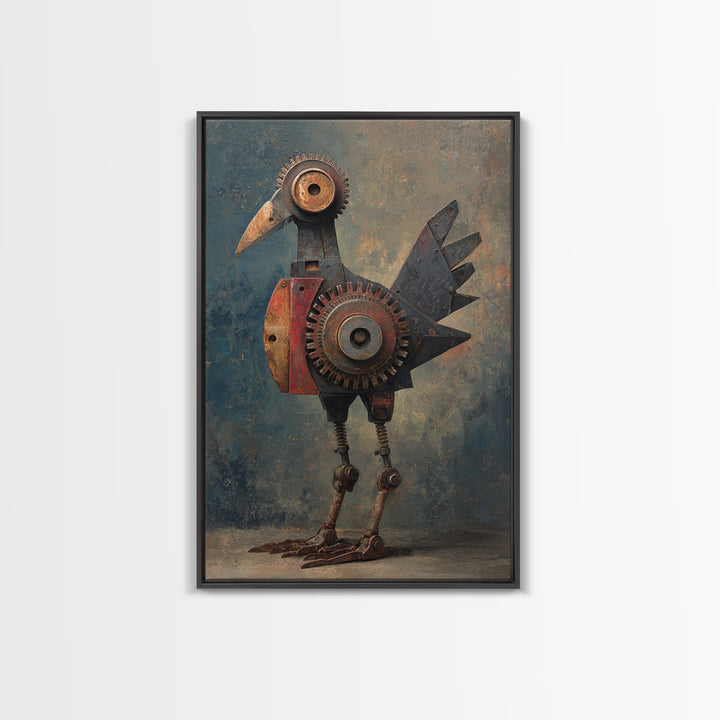 Mechanical Bird Made from Gears Canvas Print, Industrial Art, Boho Decor, Living Room Decor, Fine Art, Foundry, Digital Prints, IND-2x3-99