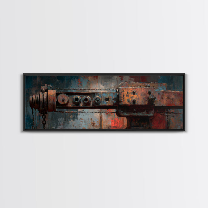 Warehouse Crane Silhouette Canvas Print, Industrial Art, Abstract Wall Art, Living Room Decor, Foundry, Black and White Art, IND-3x1-71