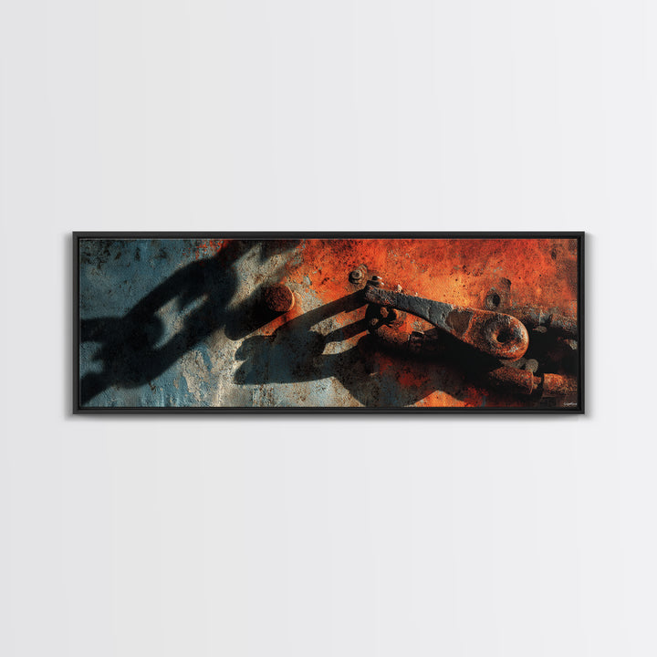 Chain and Hook Still Life Canvas Print, Industrial Art, Steampunk Decor, Living Room Decor, Fine Art, Foundry, Luxury Decor, IND-3x1-8