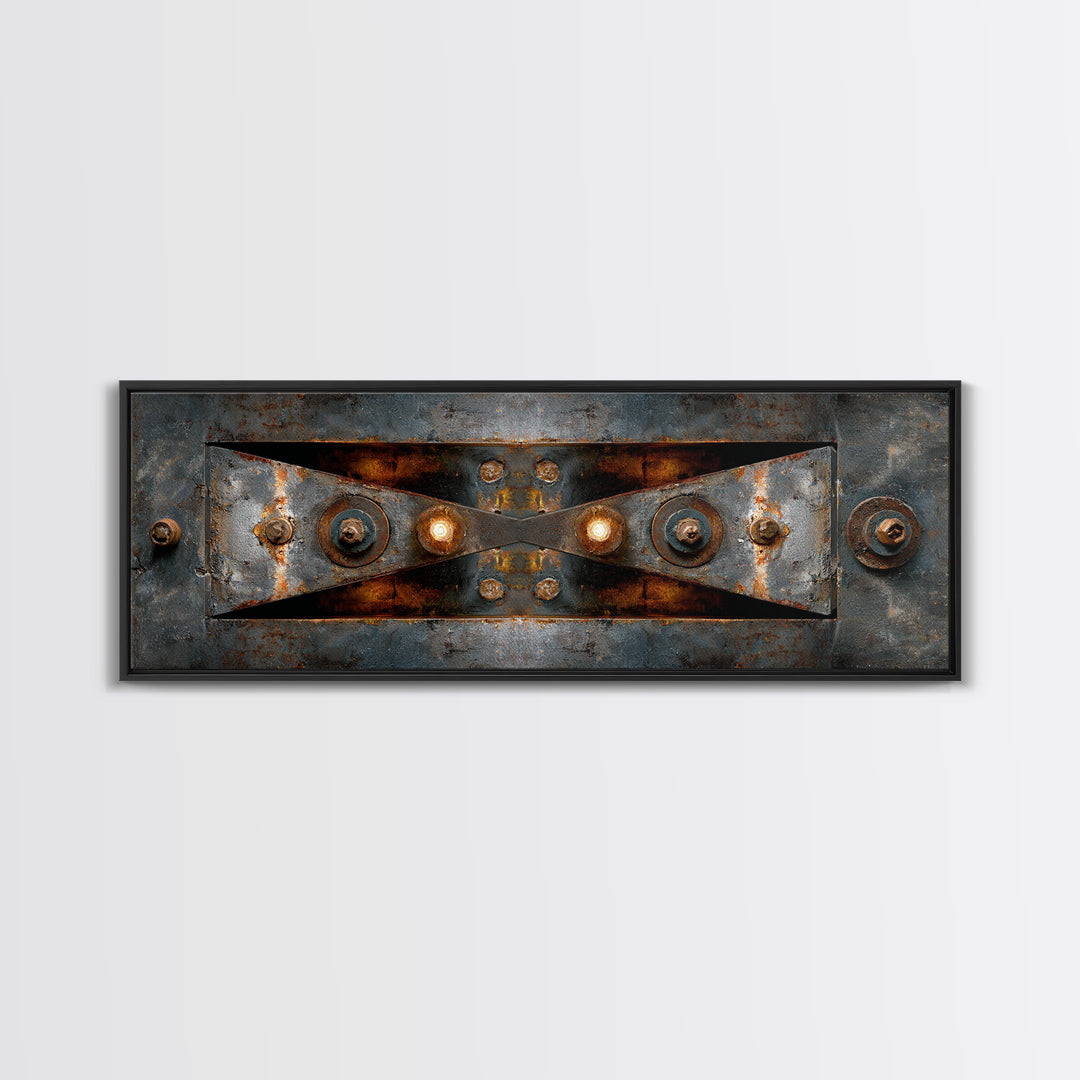 Steel Beams Crossing Like Abstract Lines Framed Canvas Print, Industrial Art, Living Room Art, Living Room Decor, Foundry, IND-3x1-9