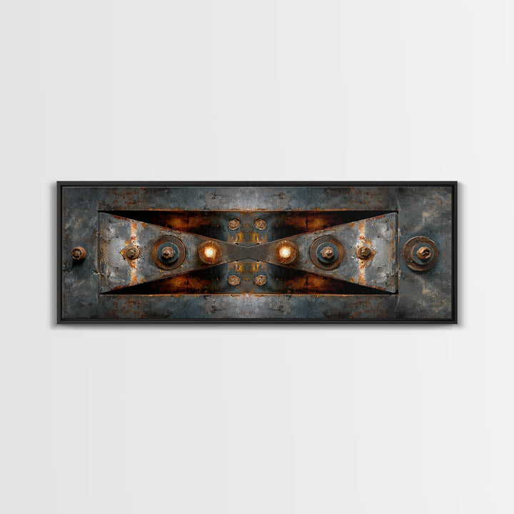 Steel Beams Crossing Like Abstract Lines Framed Canvas Print, Industrial Art, Living Room Art, Living Room Decor, Foundry, IND-3x1-9