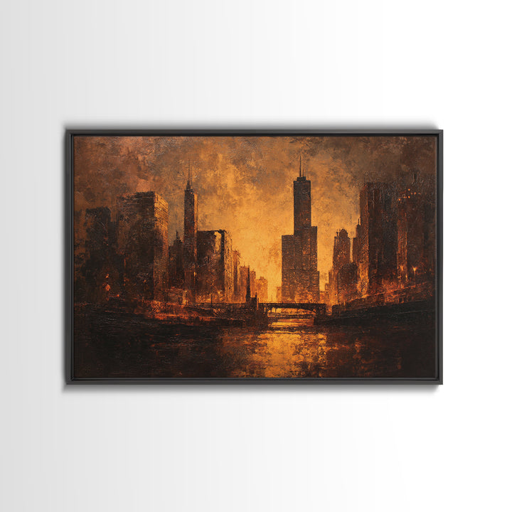 Industrial City Skyline Canvas Print, Industrial Art, Modern Decor, Living Room Decor, Abstract Art, Foundry, Wall Decor, IND-3x2-16