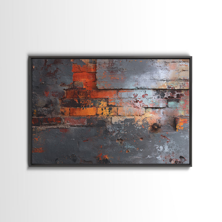 Exposed Brick Texture Abstract Canvas Print, Industrial Art, Digital Prints, Living Room Decor, Abstract Art, Foundry, IND-3x2-56
